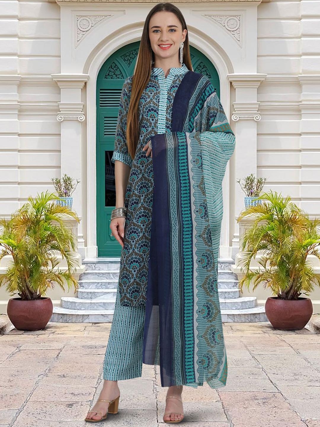 Moda Rapido Floral Printed Mandarin Collar Straight Kurta With Trouser And Dupatta, Green
Moda Rapido Floral Printed Mandarin Collar Straight Kurta With Trouser And Dupatta, Green