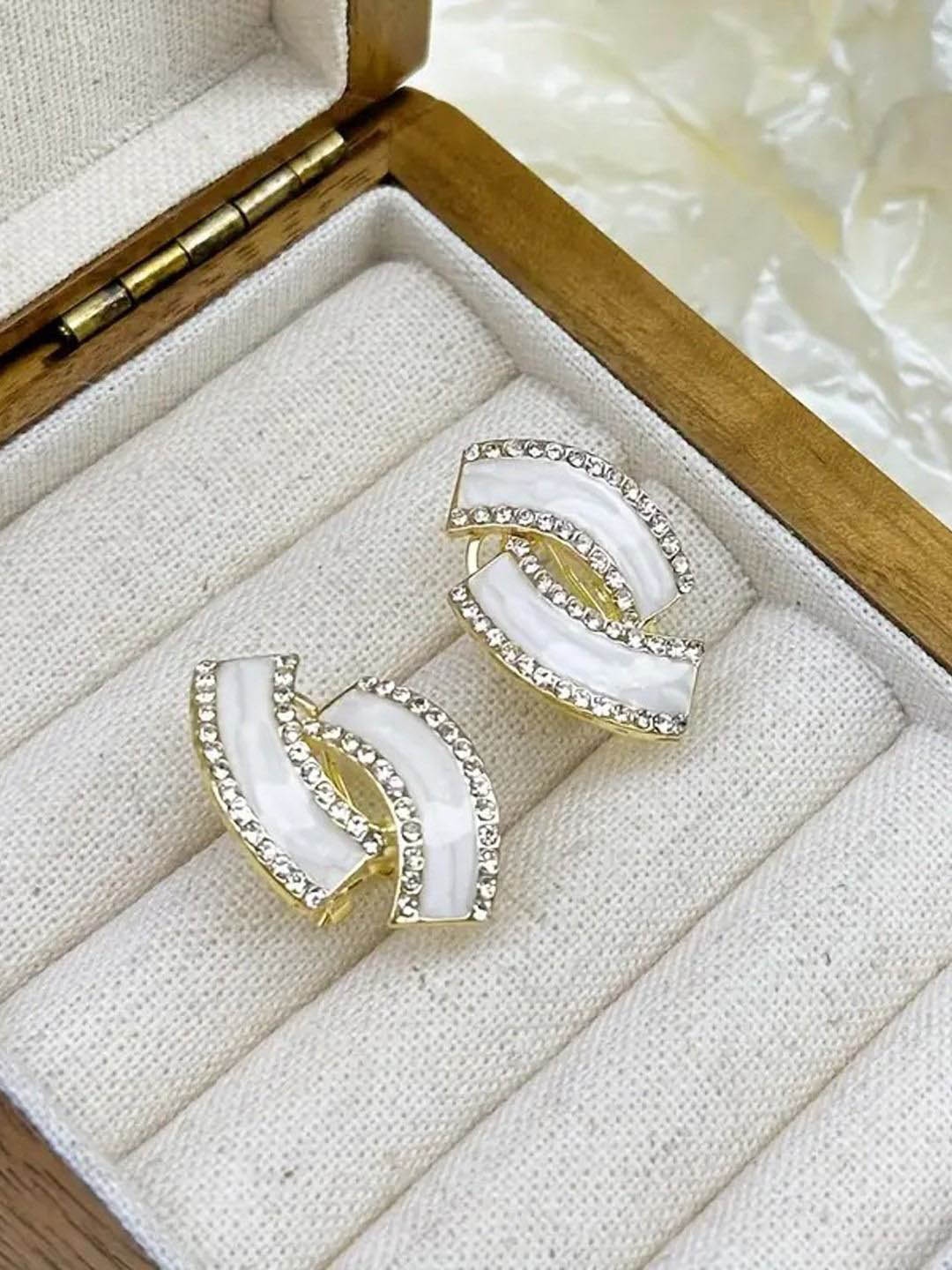 BEYTER Sterling Silver Crystals Studded Geometric Shaped Korean Studs, Gold
BEYTER Sterling Silver Crystals Studded Geometric Shaped Korean Studs, Gold