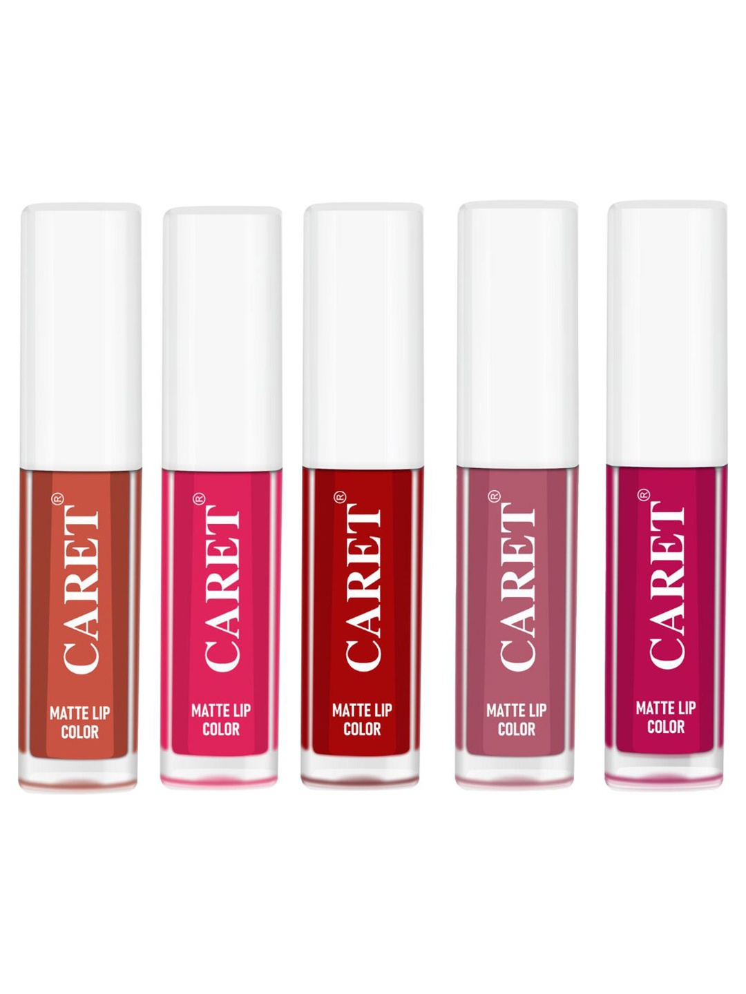 CARET ORGANIC Set Of 5 Long Lasting Liquid Matte Lipsticks - 2 ml Each - 6-4-3-2-5, Pink
CARET ORGANIC Set Of 5 Long Lasting Liquid Matte Lipsticks - 2 ml Each - 6-4-3-2-5, Pink