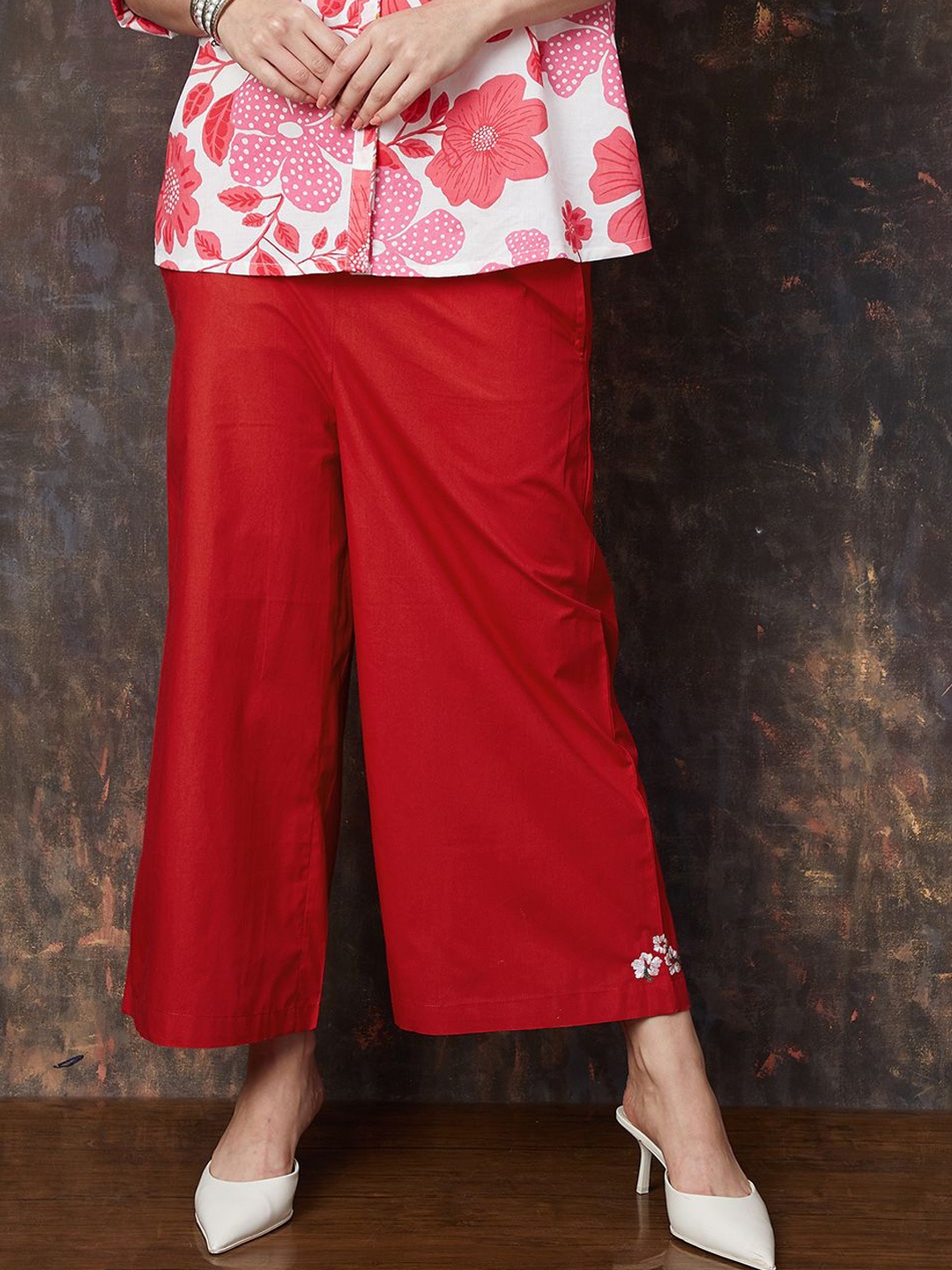 Melange by Lifestyle Women Regular Fit Embroidered Pure Cotton Parallel Trouser, Red
Melange by Lifestyle Women Regular Fit Embroidered Pure Cotton Parallel Trouser, Red
