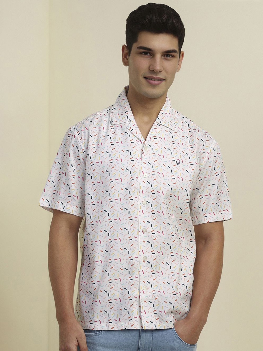 Allen Solly Men Relaxed Fit Cuban Collar Geometric Printed Cotton Casual Shirt, White
Allen Solly Men Relaxed Fit Cuban Collar Geometric Printed Cotton Casual Shirt, White