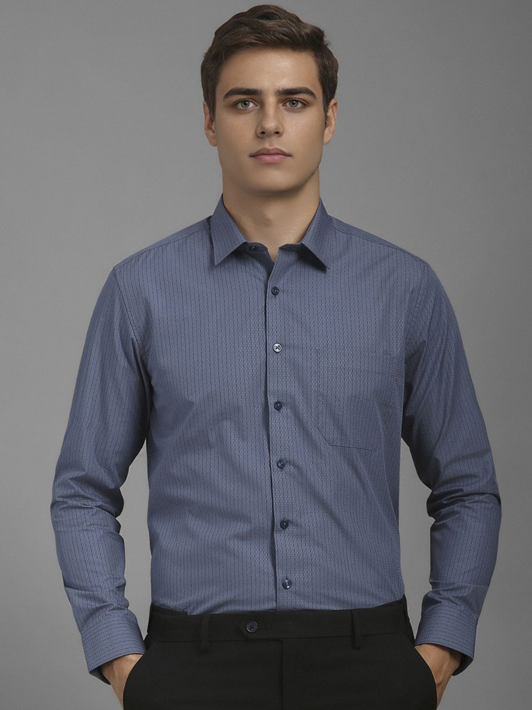 Louis Philippe Men Slim Fit Spread Collar Vertical Striped Cotton Formal Shirt, Blue
Louis Philippe Men Slim Fit Spread Collar Vertical Striped Cotton Formal Shirt, Blue
