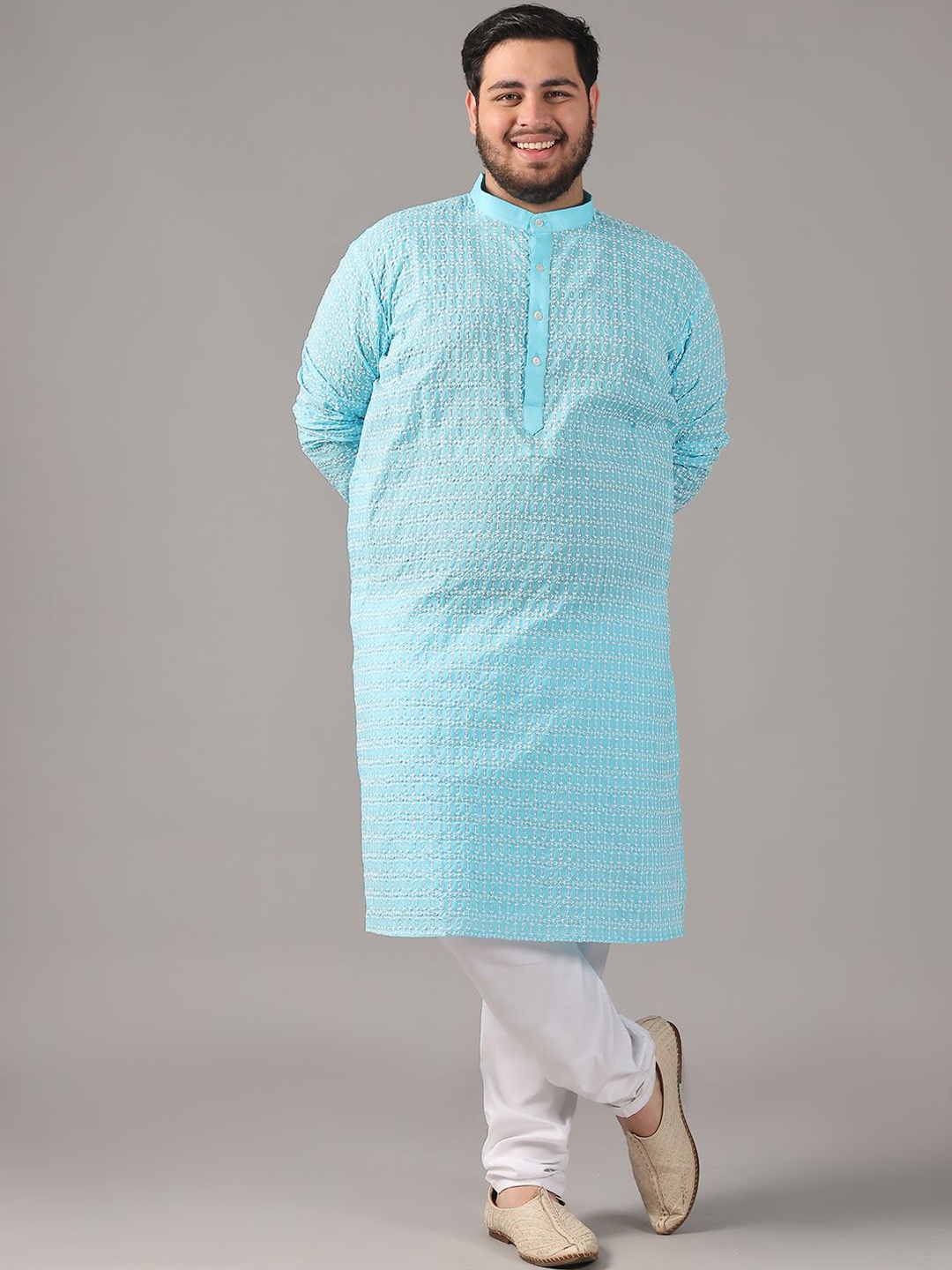 SOJANYA PLUS Size Floral Embroidered Thread Work Band Collar Cotton Straight Kurta, Blue
SOJANYA PLUS Size Floral Embroidered Thread Work Band Collar Cotton Straight Kurta, Blue
