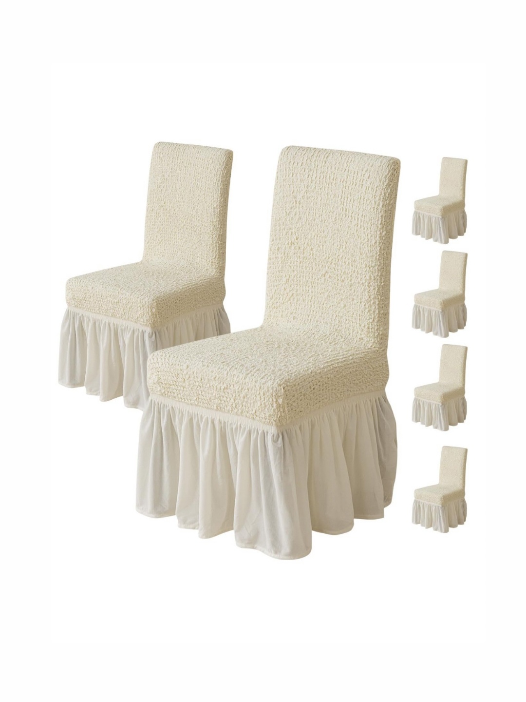 HOUSE OF QUIRK Cream Coloured 6 Pieces 450 GSM Removable & Washable Dining Chair Covers
HOUSE OF QUIRK Cream Coloured 6 Pieces 450 GSM Removable & Washable Dining Chair Covers