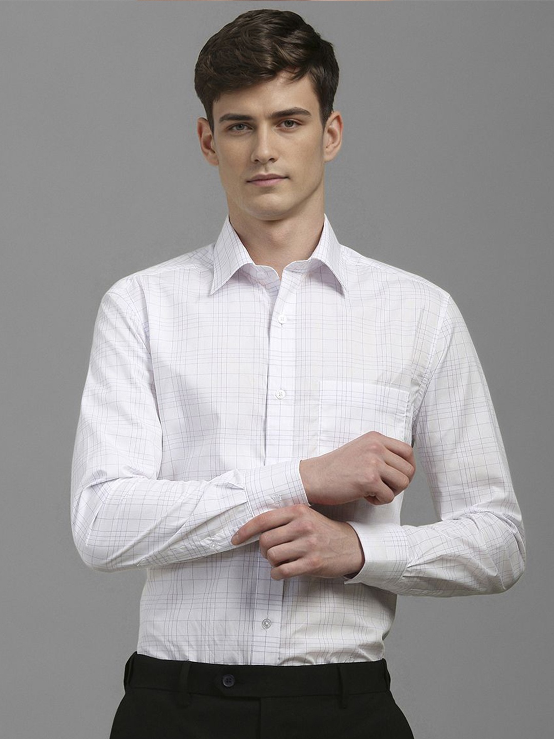 Louis Philippe Men Classic Fit Spread Collar Checked Cotton Formal Shirt, White
Louis Philippe Men Classic Fit Spread Collar Checked Cotton Formal Shirt, White