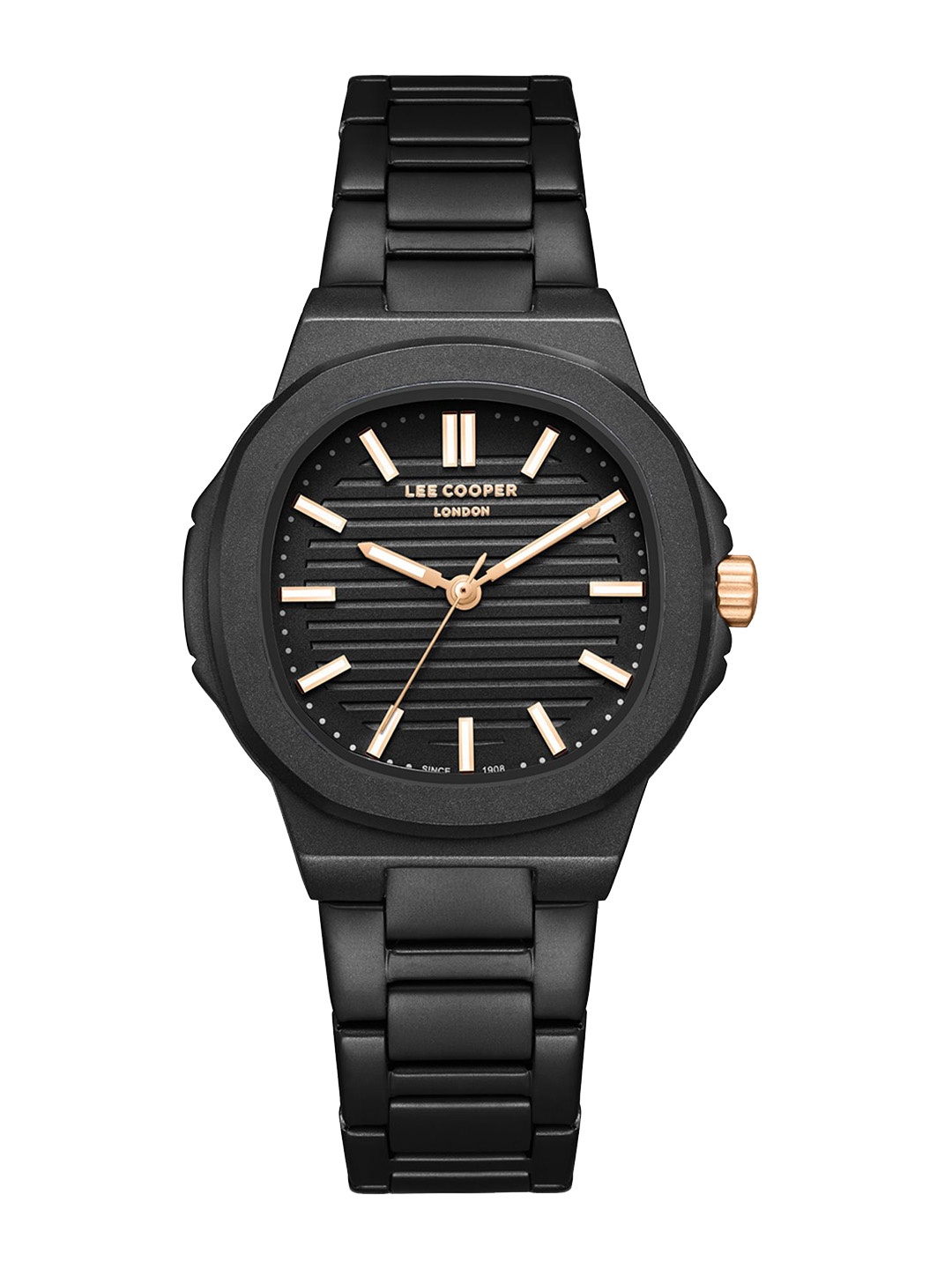 Lee Cooper Women Brass Dial & Stainless Steel Bracelet Style Straps Analogue Watch LC08017.651, Black
Lee Cooper Women Brass Dial & Stainless Steel Bracelet Style Straps Analogue Watch LC08017.651, Black