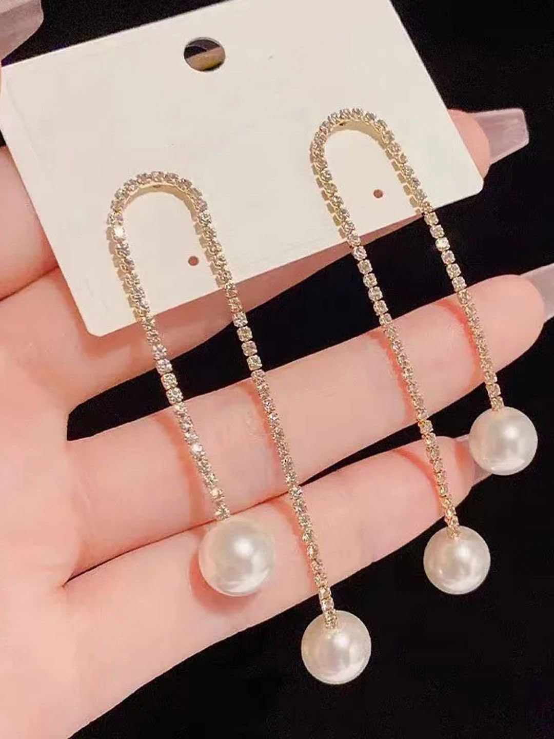 BEYTER Sterling Silver Artificial Stones Studded And Beaded Contemporary Drop Earrings, Gold
BEYTER Sterling Silver Artificial Stones Studded And Beaded Contemporary Drop Earrings, Gold