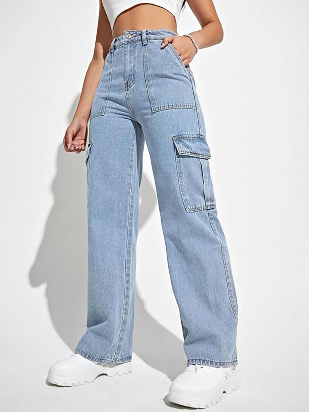 Glossia Women Comfort Wide Leg High-Rise Light Fade Acid Wash Stretchable Jeans, Blue
Glossia Women Comfort Wide Leg High-Rise Light Fade Acid Wash Stretchable Jeans, Blue