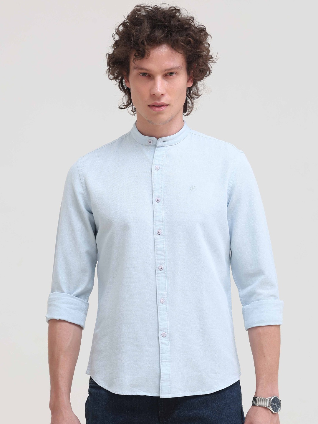 Grit and Flair Men Comfort Fit Band Collar Solid Cotton Casual Shirt, Turquoise blue
Grit and Flair Men Comfort Fit Band Collar Solid Cotton Casual Shirt, Turquoise blue