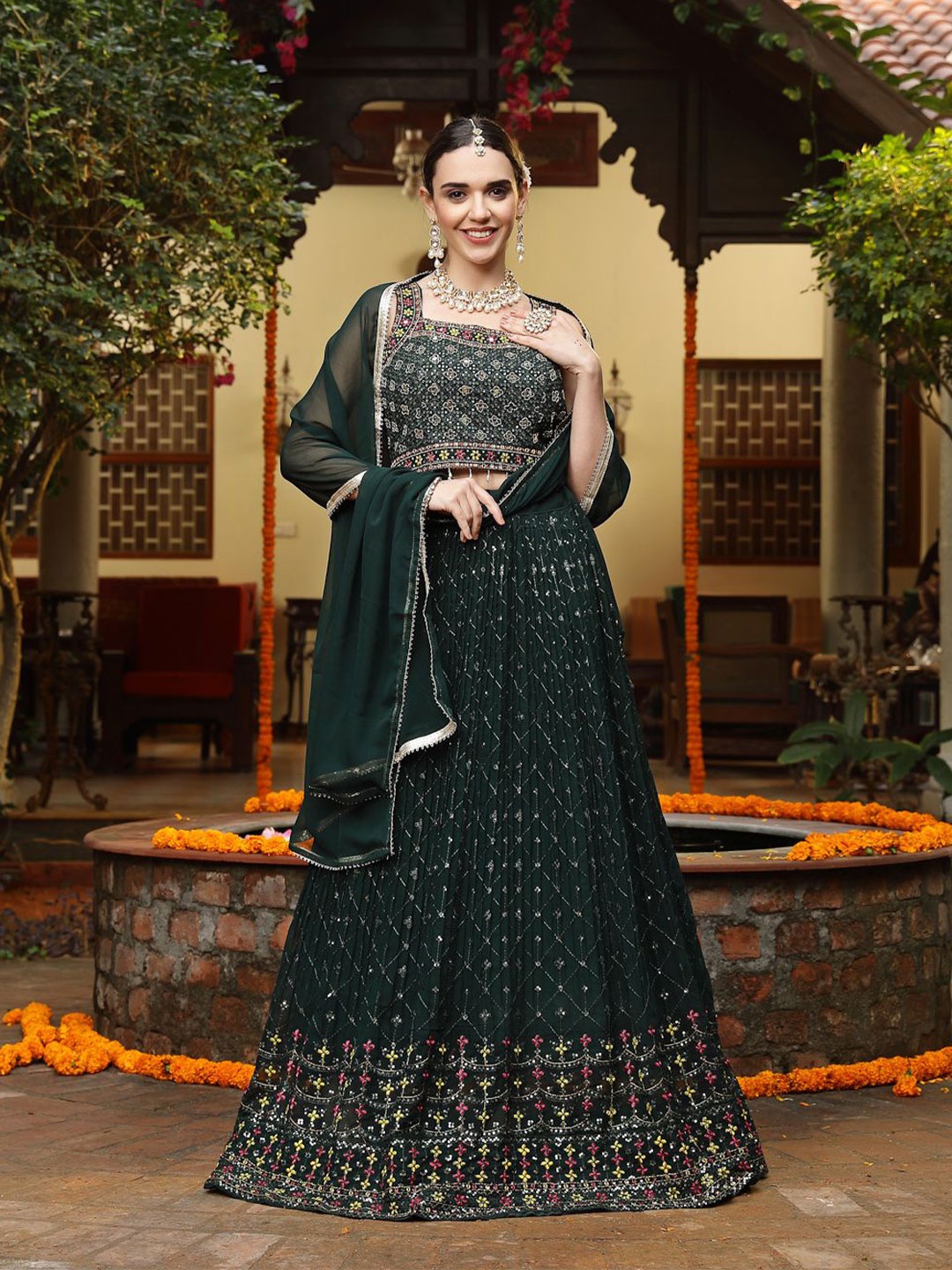 Stylum Embellished Beads and Stones Ready to Wear Lehenga & Blouse With Dupatta, Green
Stylum Embellished Beads and Stones Ready to Wear Lehenga & Blouse With Dupatta, Green