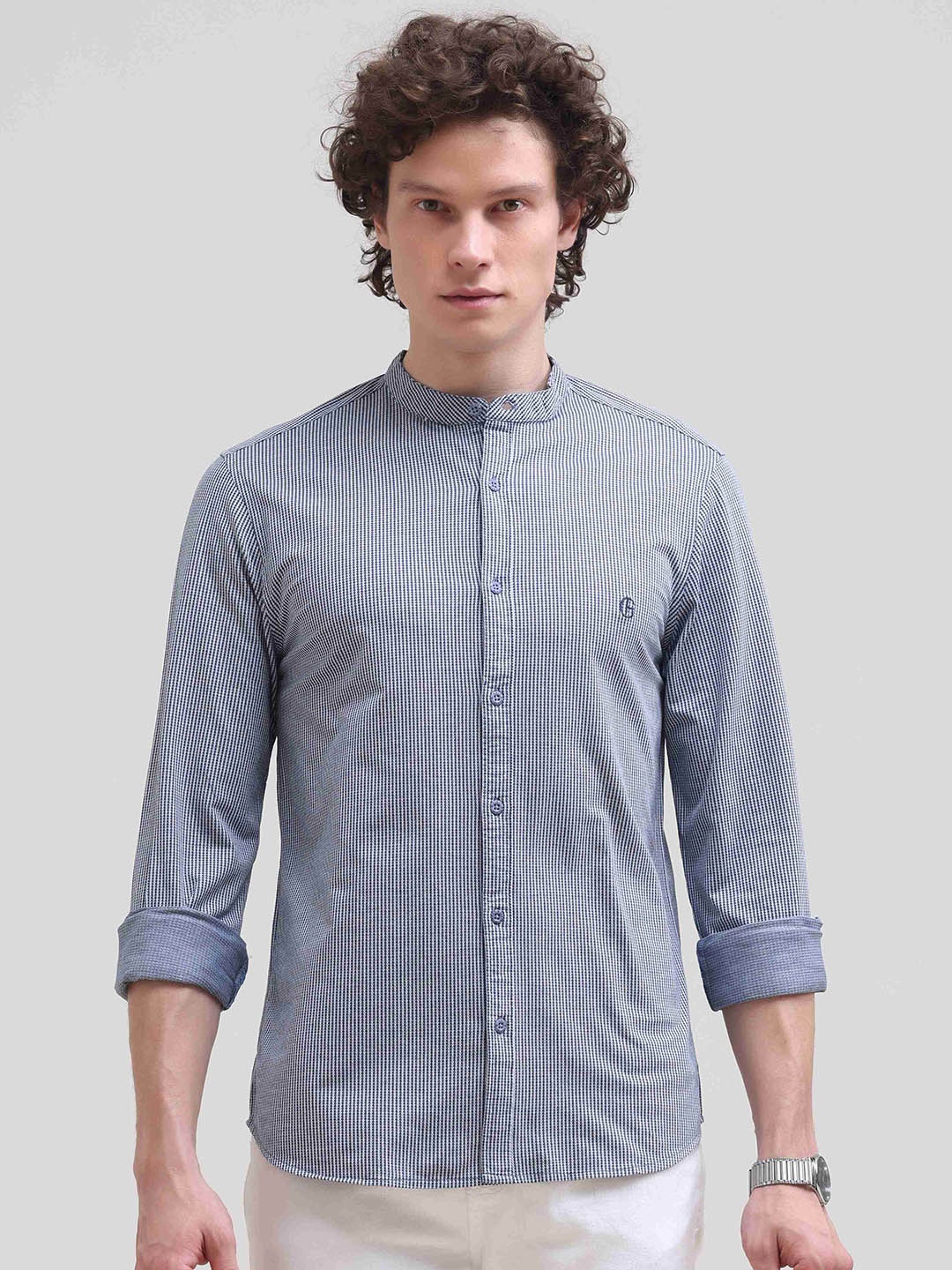 Grit and Flair Men Comfort Fit Band Collar Vertical Striped Cotton Casual Shirt, Navy blue
Grit and Flair Men Comfort Fit Band Collar Vertical Striped Cotton Casual Shirt, Navy blue