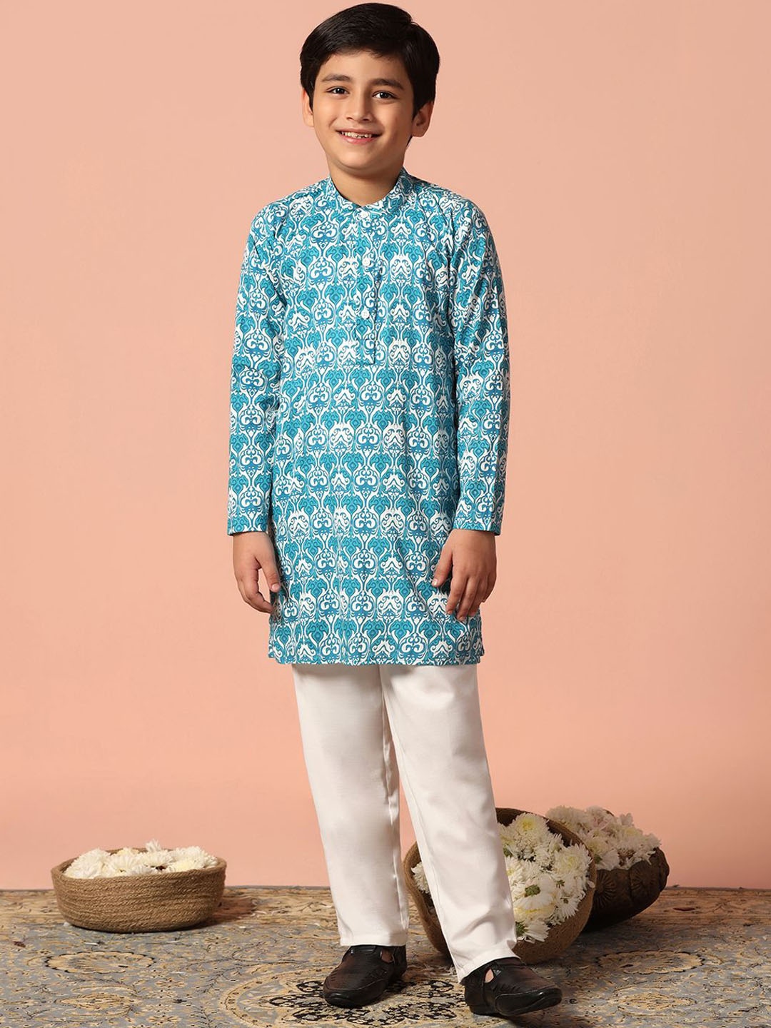FASHION DREAM Boys Ethnic Motifs Printed Band Collar Straight Kurta With Pyjama, Blue
FASHION DREAM Boys Ethnic Motifs Printed Band Collar Straight Kurta With Pyjama, Blue