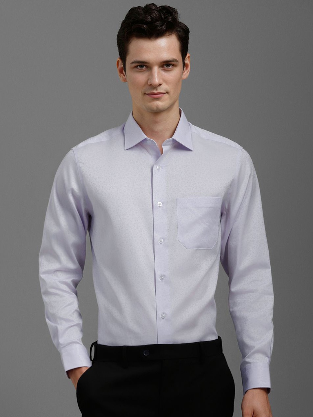 Louis Philippe Men Classic Slim Fit Spread Collar Floral Printed Cotton Formal Shirt, Lavender
Louis Philippe Men Classic Slim Fit Spread Collar Floral Printed Cotton Formal Shirt, Lavender