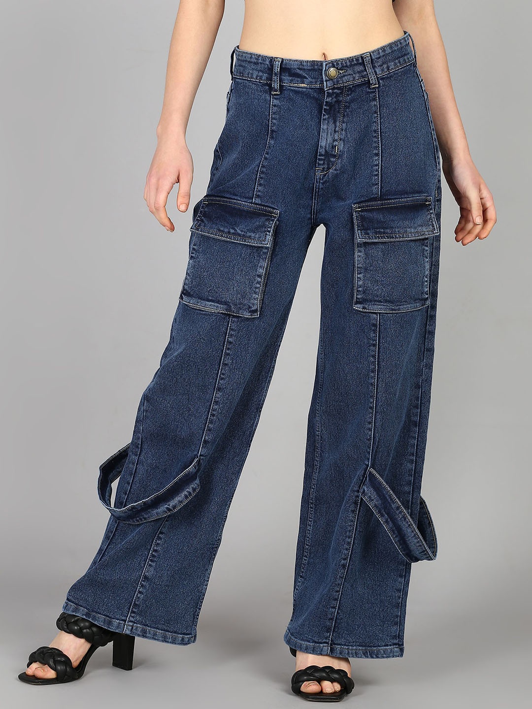 DressBerry Women Comfort Wide Leg High-Rise Light Fade Stretchable Cargo Jeans, Blue
DressBerry Women Comfort Wide Leg High-Rise Light Fade Stretchable Cargo Jeans, Blue