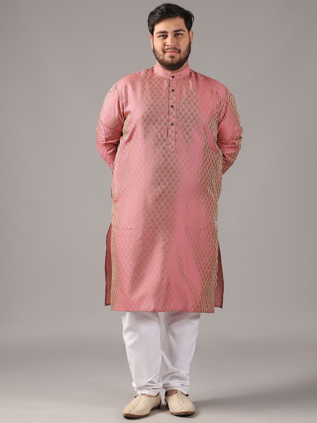 SOJANYA PLUS Plus Size Men Ethnic Motifs Woven Design Straight Kurta With Pyjamas, Pink
SOJANYA PLUS Plus Size Men Ethnic Motifs Woven Design Straight Kurta With Pyjamas, Pink