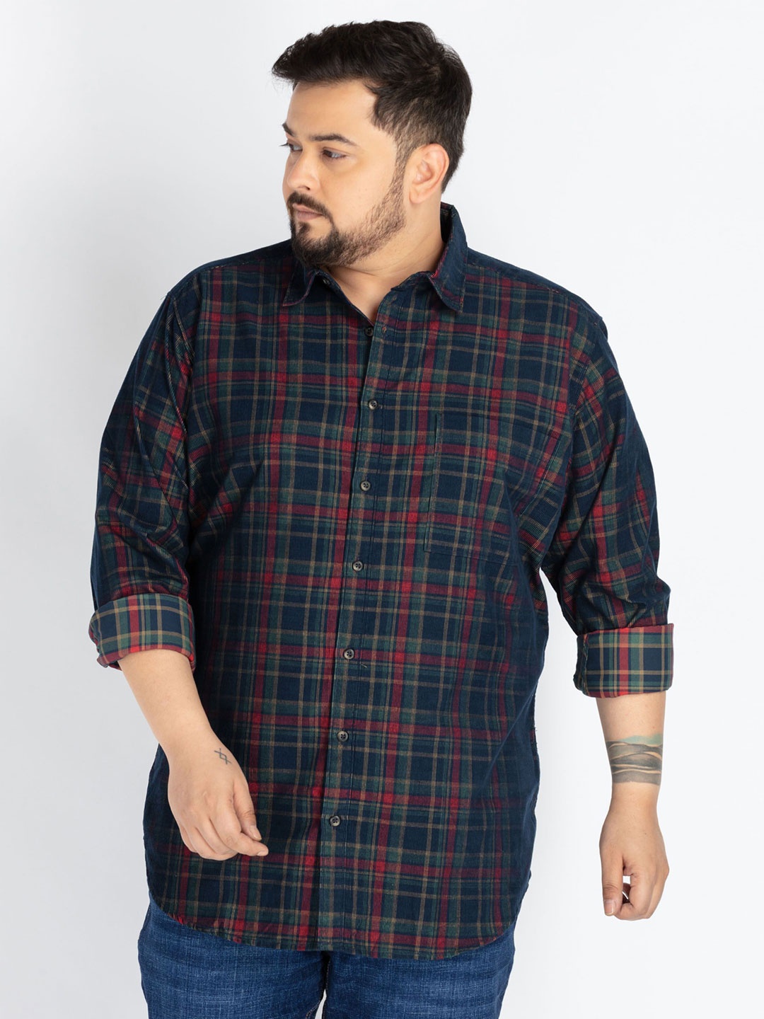 UNSIZED Men Plus Size Comfort Oversized Fit Tartan Checked Corduroy Casual Shirt, Navy blue
UNSIZED Men Plus Size Comfort Oversized Fit Tartan Checked Corduroy Casual Shirt, Navy blue
