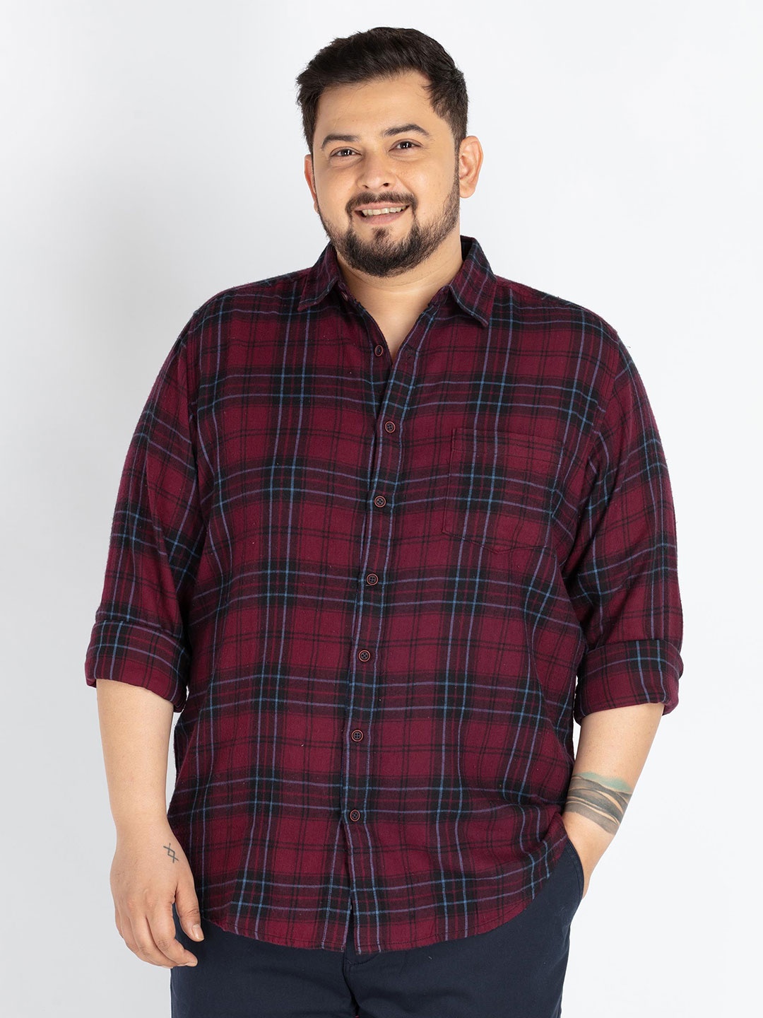 UNSIZED Men Plus Size Comfort Oversized Fit Tartan Checked Cotton Casual Shirt, Maroon
UNSIZED Men Plus Size Comfort Oversized Fit Tartan Checked Cotton Casual Shirt, Maroon