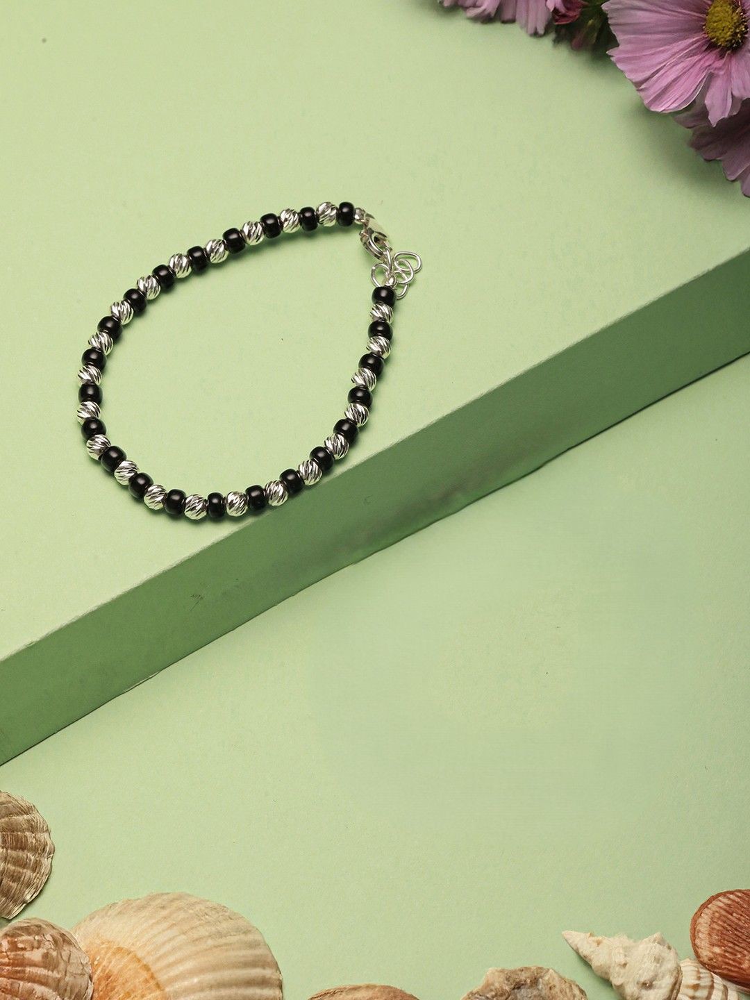 SARAF SILVERETZ Kids 925 Sterling Silver Plated Artificial Beads Studded Charm Bracelet, Black
SARAF SILVERETZ Kids 925 Sterling Silver Plated Artificial Beads Studded Charm Bracelet, Black