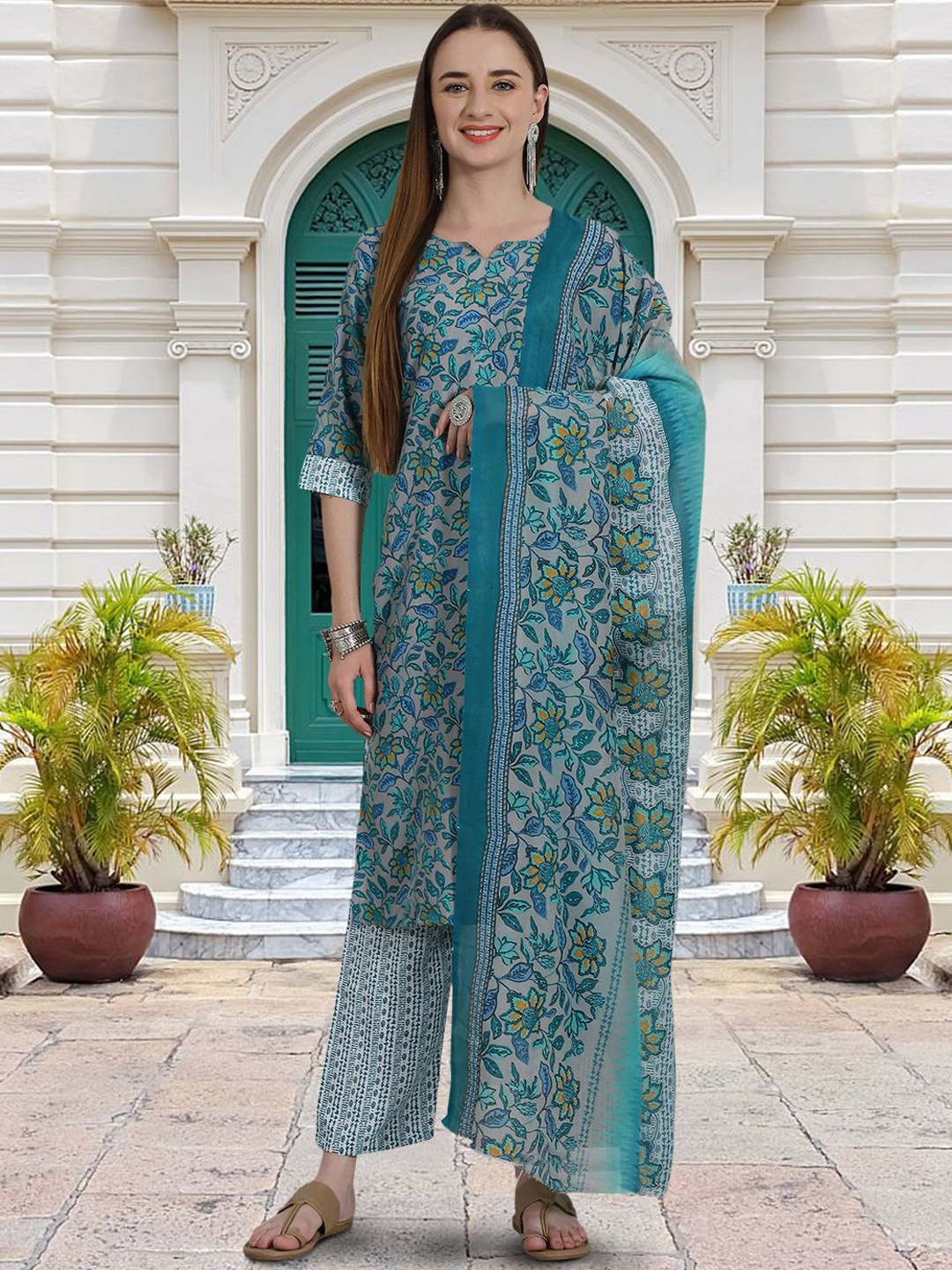 Moda Rapido Floral Printed Notch Neck Straight Kurta With Trouser And Dupatta, Green
Moda Rapido Floral Printed Notch Neck Straight Kurta With Trouser And Dupatta, Green