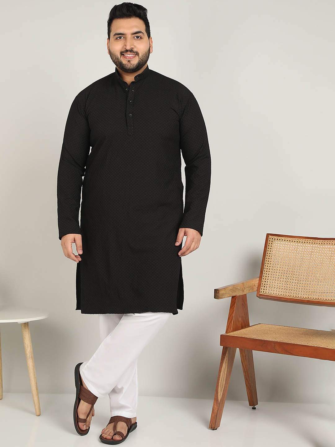 ADWYN PETER Plus Size Geometric Printed Mandarin Collar Pure Cotton Straight Kurta, Black
ADWYN PETER Plus Size Geometric Printed Mandarin Collar Pure Cotton Straight Kurta, Black