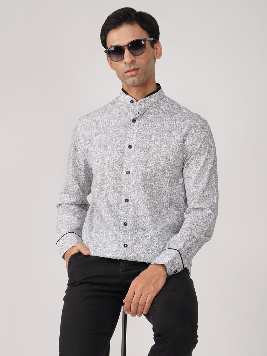 FASHION FORMAL Men Classic Fit Band Collar Floral Printed Cotton Casual Shirt, White
FASHION FORMAL Men Classic Fit Band Collar Floral Printed Cotton Casual Shirt, White