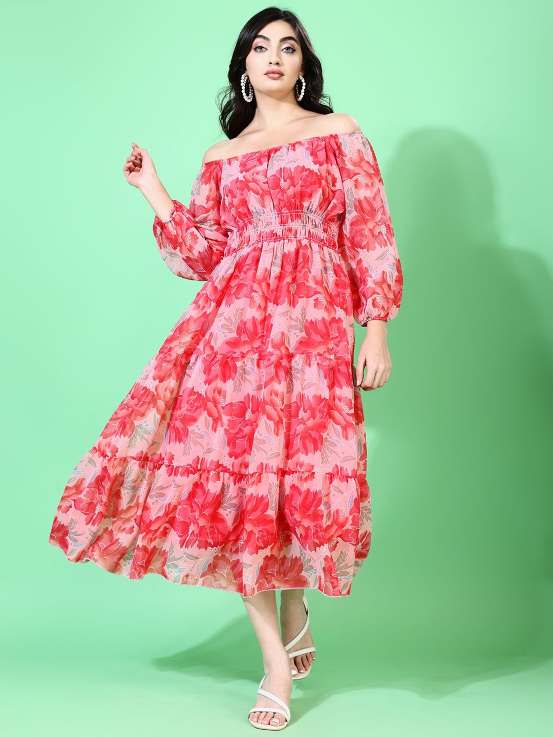 Attire Empire Women Floral Printed Off-Shoulder Puff Sleeves Fit & Flare Midi Dress, Pink
Attire Empire Women Floral Printed Off-Shoulder Puff Sleeves Fit & Flare Midi Dress, Pink