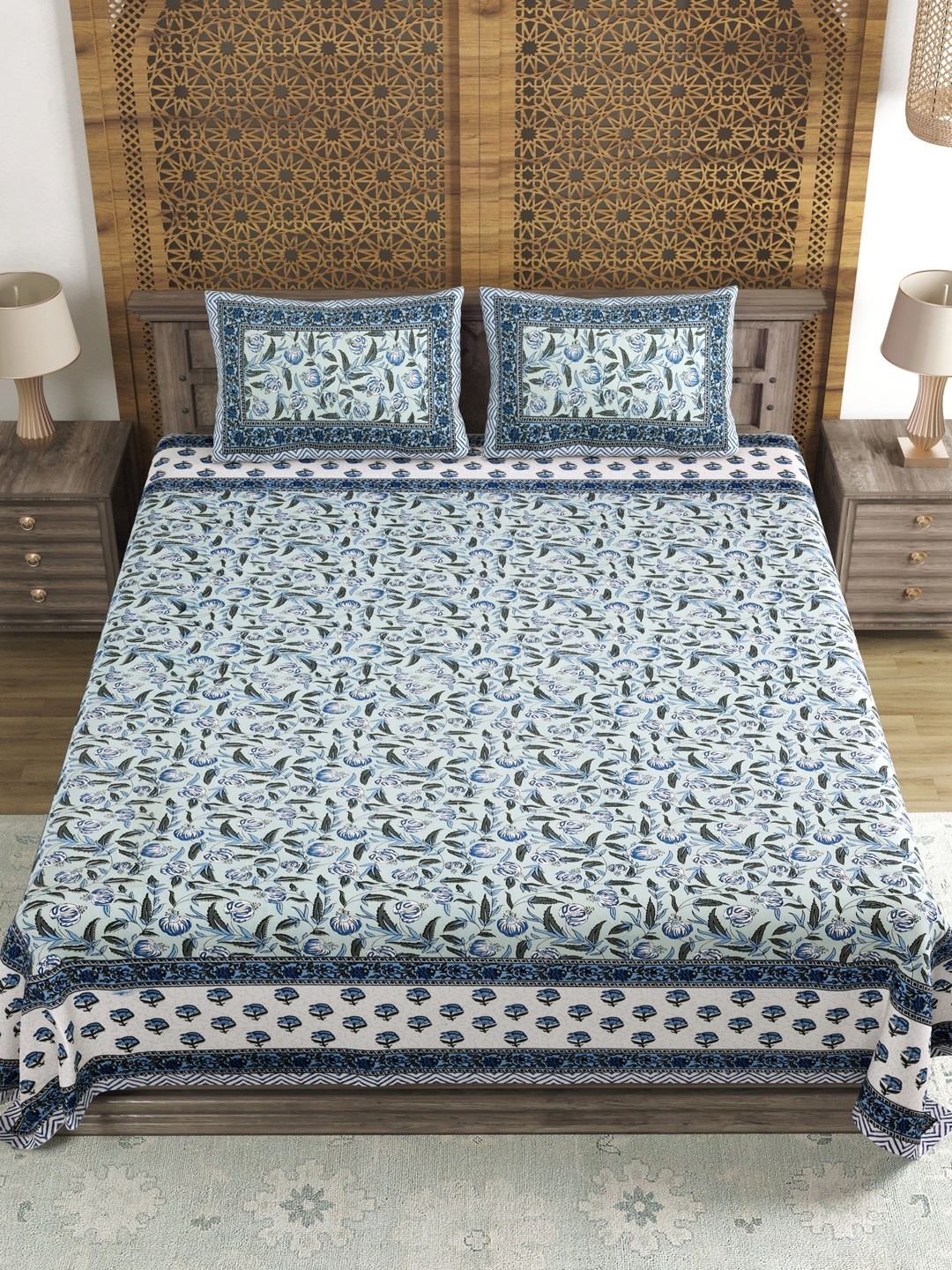 Myntra Elegant Homes Blue Floral Printed 120 TC King Bedsheet Set 2.1844 m x 2.6416 m
Myntra Elegant Homes Blue Floral Printed 120 TC King Bedsheet Set 2.1844 m x 2.6416 m