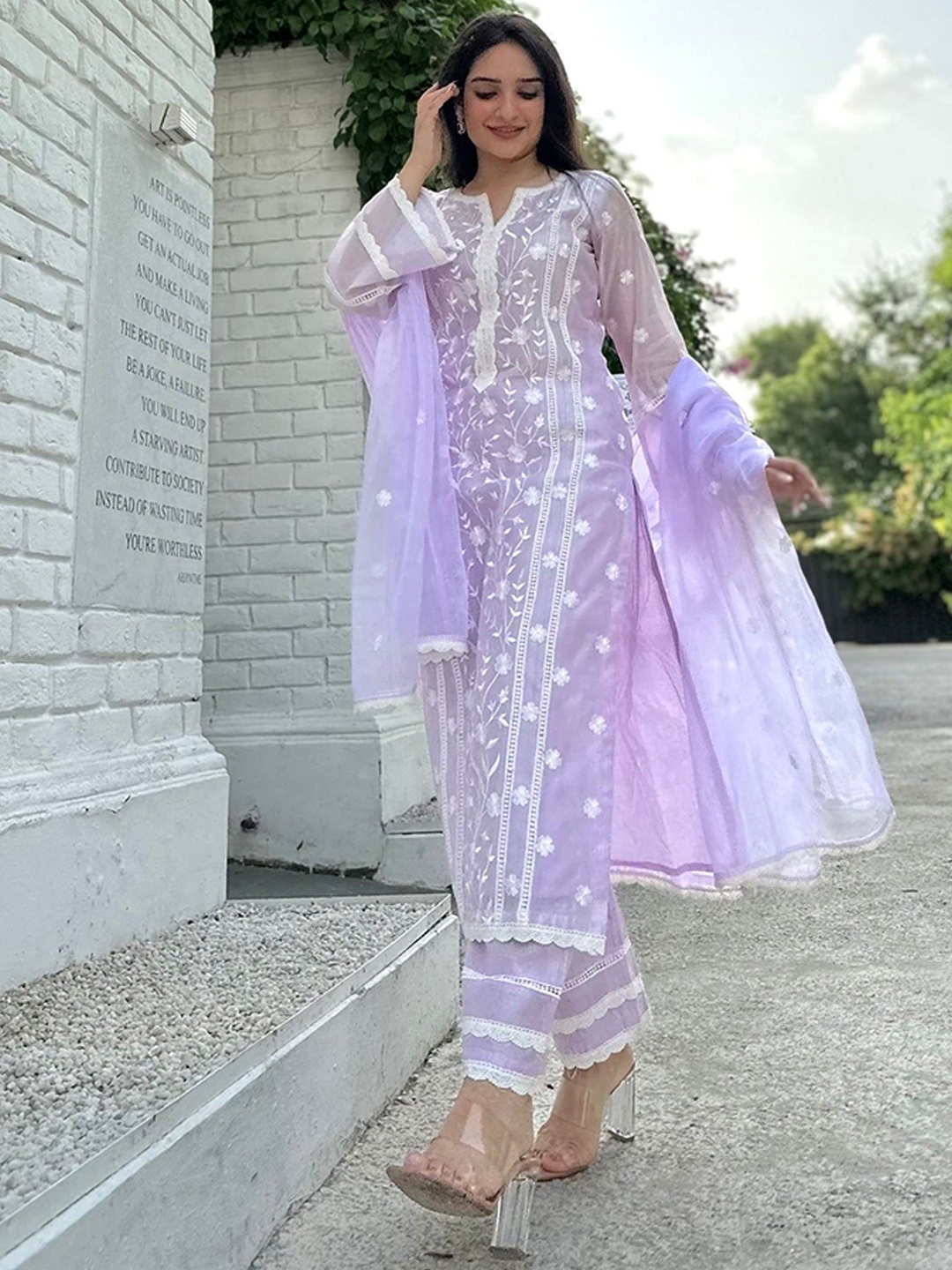 SHANKHPUSHPI Floral Embroidered Notch-Neck Streaight Kurta With Trousers And Dupatta, Purple
SHANKHPUSHPI Floral Embroidered Notch-Neck Streaight Kurta With Trousers And Dupatta, Purple