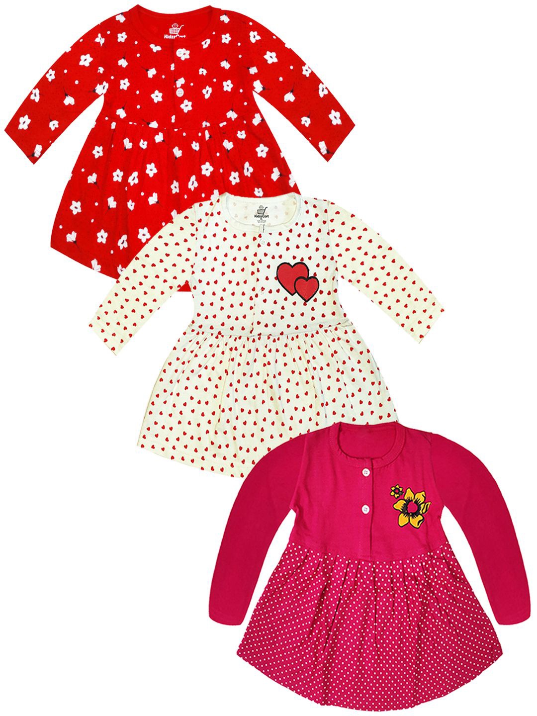 KidzzCart Girls Pack Of 3 Polka Dot Printed Cotton Fit & Flare Knee Length Dress, Red
KidzzCart Girls Pack Of 3 Polka Dot Printed Cotton Fit & Flare Knee Length Dress, Red