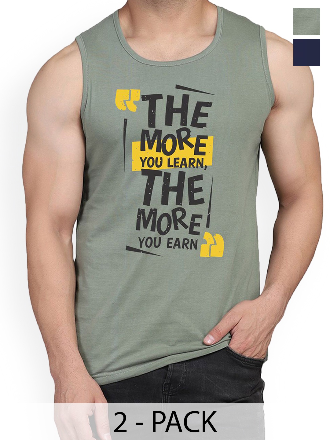 WOOSTRO Pack Of 2 Printed Cotton Gym Vests RS26 CMB (MORE LGTGREEN) (HARD NAVY), Green
WOOSTRO Pack Of 2 Printed Cotton Gym Vests RS26 CMB (MORE LGTGREEN) (HARD NAVY), Green