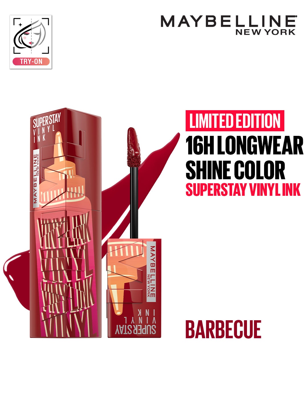 Maybelline New York Superstay Vinyl Ink Sauce Limited Edition Collection - Barbeque, Red
Maybelline New York Superstay Vinyl Ink Sauce Limited Edition Collection - Barbeque, Red