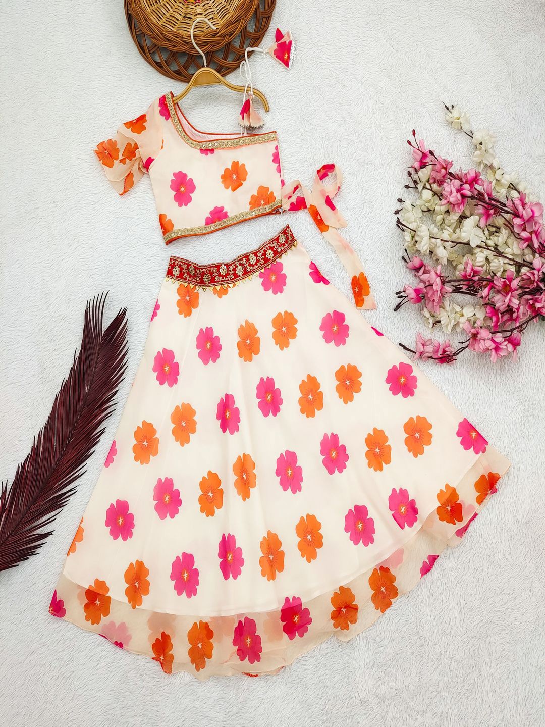 BAESD Girls Printed Gotta Patti Pure Georgette Ready to Wear Lehenga & Blouse, White
BAESD Girls Printed Gotta Patti Pure Georgette Ready to Wear Lehenga & Blouse, White