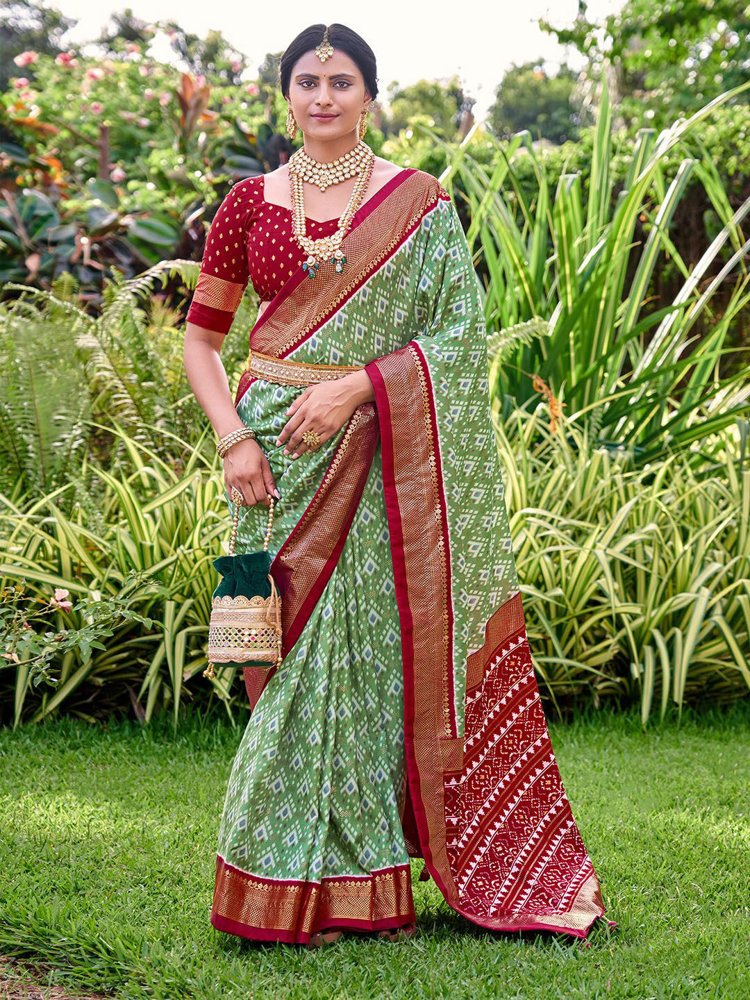 Meena Bazaar Printed Art Silk Saree, Green 
Meena Bazaar Printed Art Silk Saree, Green