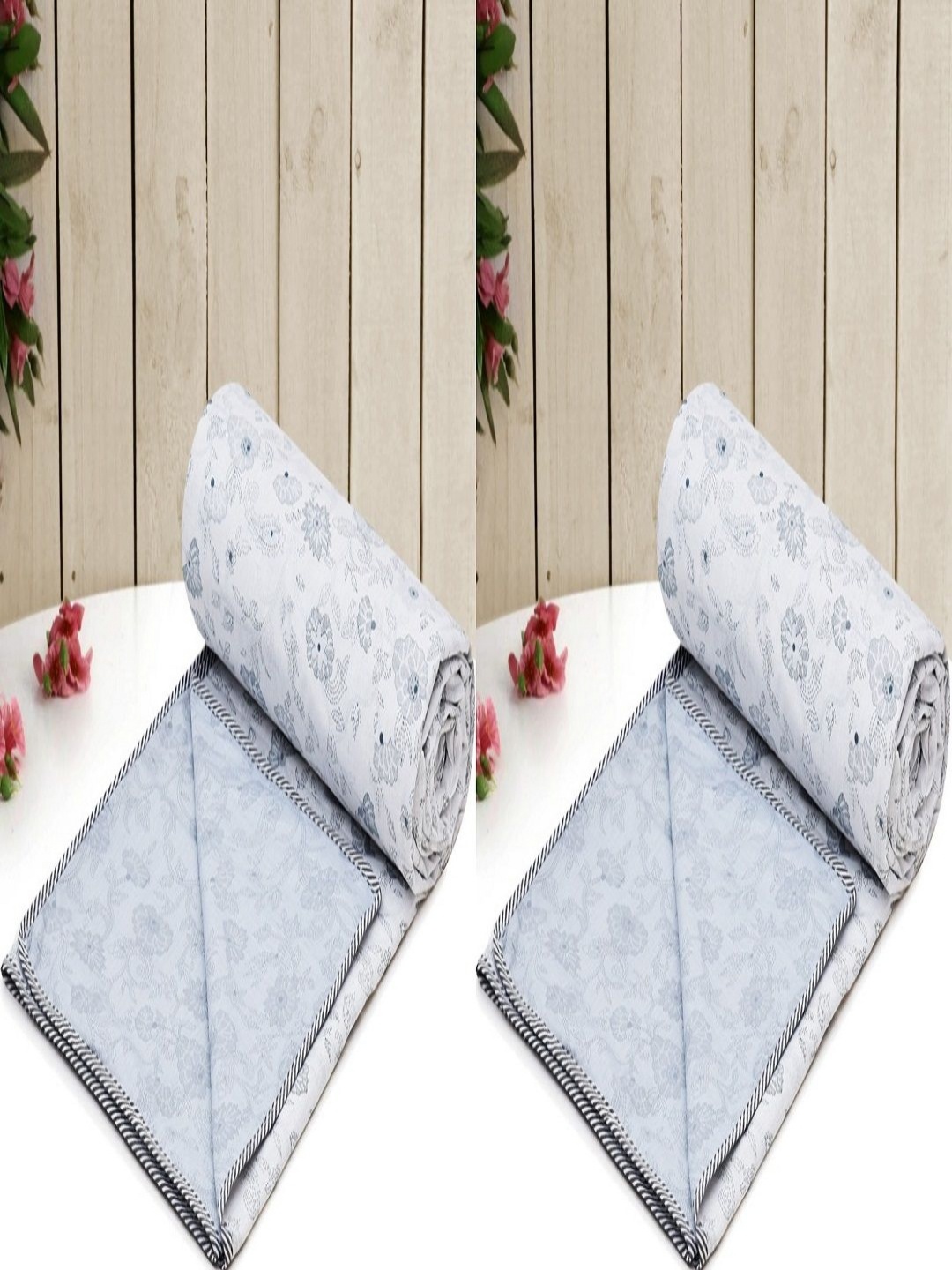 RRC Blue 2 Pieces Floral Cotton AC Room 150 GSM Reversible 3 Layer Single Bed Dohars
RRC Blue 2 Pieces Floral Cotton AC Room 150 GSM Reversible 3 Layer Single Bed Dohars
