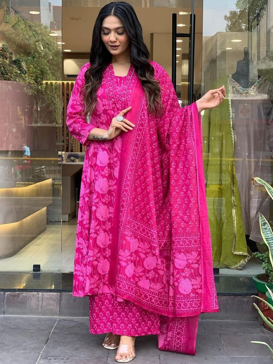 Modestouze Attires Floral Printed Pleated Sequinned A-Line Kurta With Palazzo & Dupatta, Pink
Modestouze Attires Floral Printed Pleated Sequinned A-Line Kurta With Palazzo & Dupatta, Pink