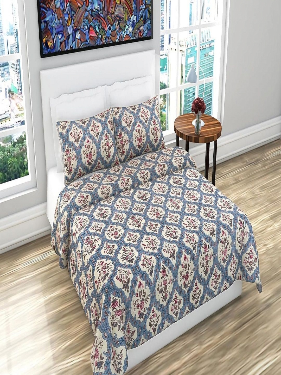 Myntra Elegant Homes Blue & Beige Printed Microfiber Cotton Bed Cover With Pillow Covers
Myntra Elegant Homes Blue & Beige Printed Microfiber Cotton Bed Cover With Pillow Covers