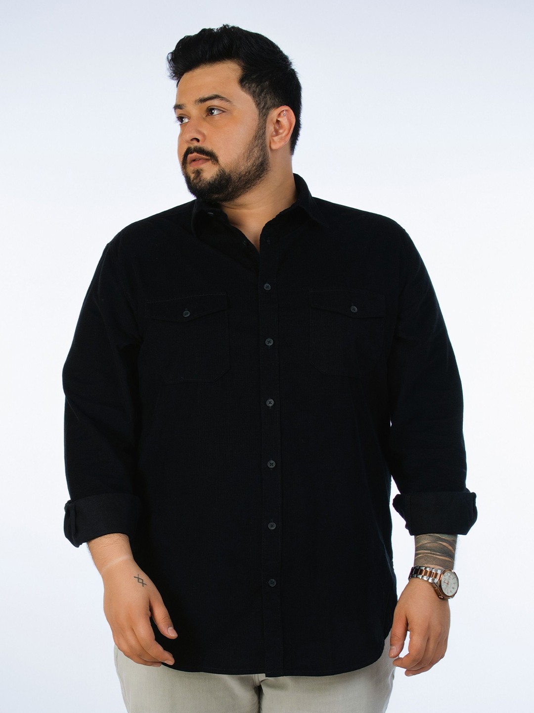 UNSIZED Men Plus Size Comfort Oversized Fit Spread Collar Solid Corduroy Casual Shirt, Black
UNSIZED Men Plus Size Comfort Oversized Fit Spread Collar Solid Corduroy Casual Shirt, Black