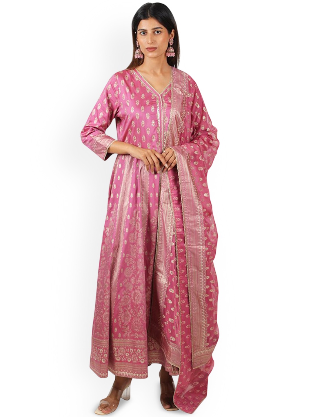 HOUSE OF PARAL Ethnic Motifs Printed A-Line Kurta with Palazzos & With Dupatta, Pink
HOUSE OF PARAL Ethnic Motifs Printed A-Line Kurta with Palazzos & With Dupatta, Pink