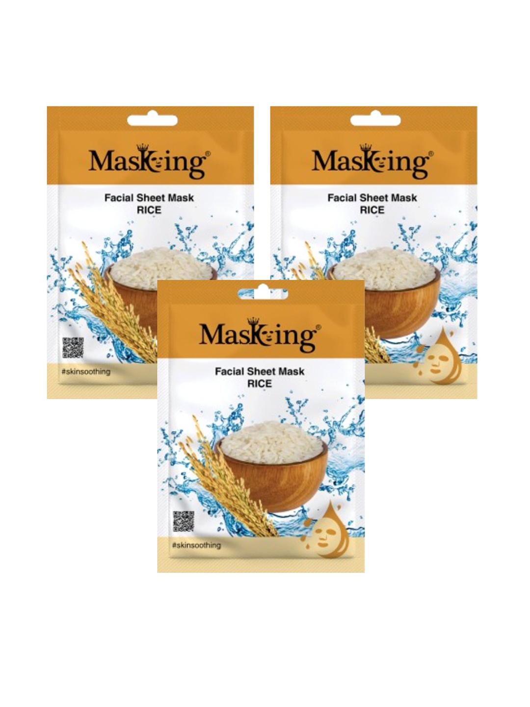 MasKing Set Of 3 Rice Beauty Facial Sheet Mask For Skin Hydration - 1-Pcs Each, White
MasKing Set Of 3 Rice Beauty Facial Sheet Mask For Skin Hydration - 1-Pcs Each, White