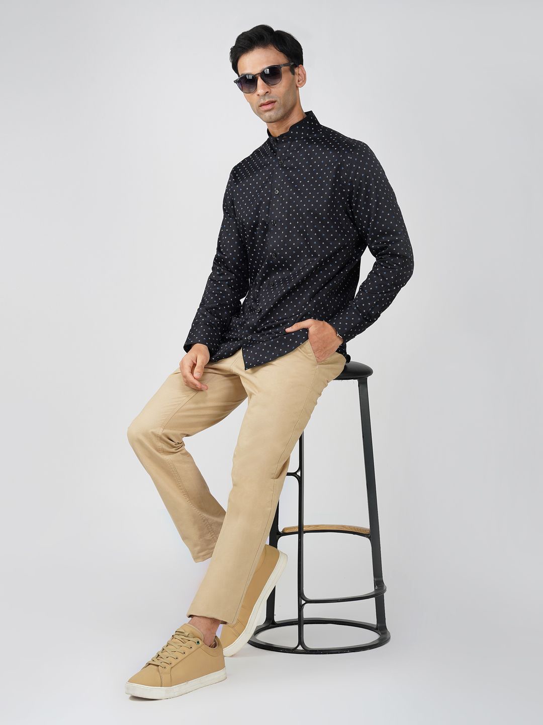 FASHION FORMAL Men Classic Fit Band Collar Geometric Printed Cotton Casual Shirt, Black
FASHION FORMAL Men Classic Fit Band Collar Geometric Printed Cotton Casual Shirt, Black