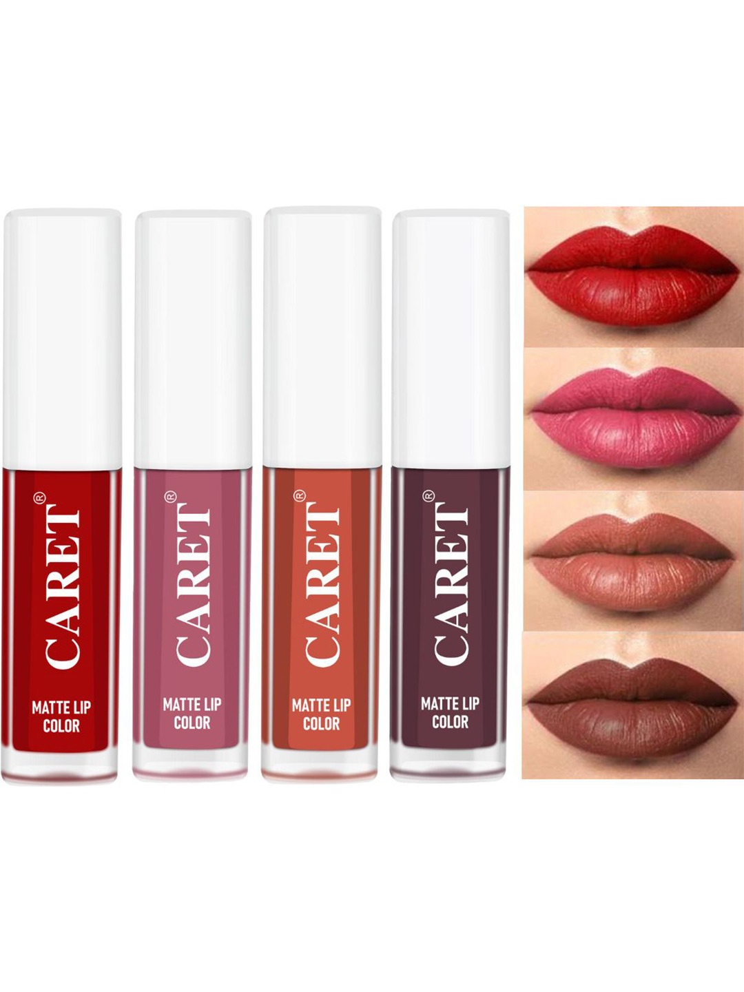 CARET ORGANIC Set Of 4 Super-Pigmented Liquid Matte Lipsticks - 2 ml Each - 3 - 2 - 6 - 7, Red
CARET ORGANIC Set Of 4 Super-Pigmented Liquid Matte Lipsticks - 2 ml Each - 3 - 2 - 6 - 7, Red