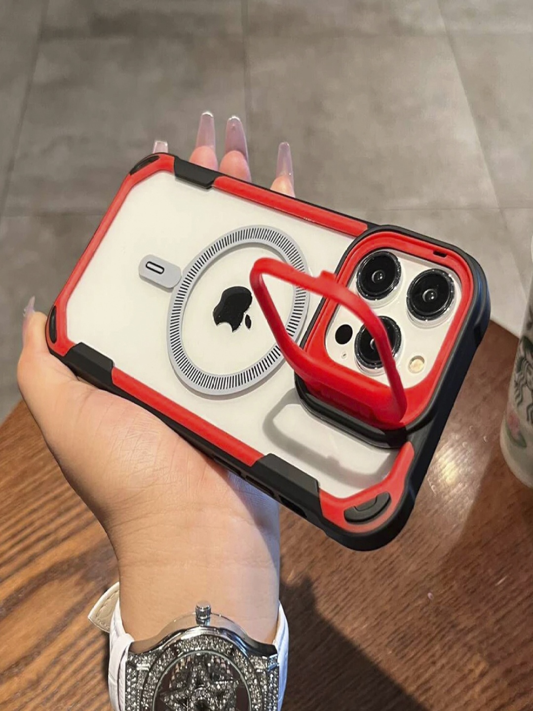 Luxury Kase LK164 iPhone 16 Pro Invisible Stand Transparent Magnetic Mag-Safe Back Case, Red
Luxury Kase LK164 iPhone 16 Pro Invisible Stand Transparent Magnetic Mag-Safe Back Case, Red
