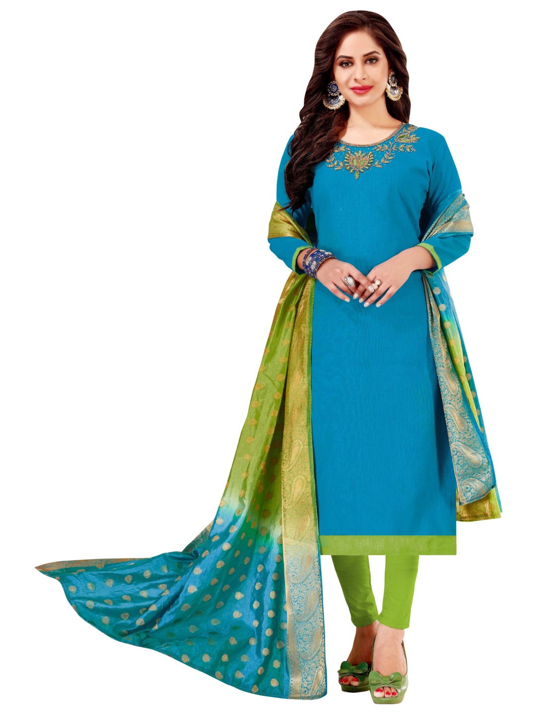 HERE&NOW Floral Embroidered Beads And Stones Unstitched Dress Material, Turquoise blue
HERE&NOW Floral Embroidered Beads And Stones Unstitched Dress Material, Turquoise blue