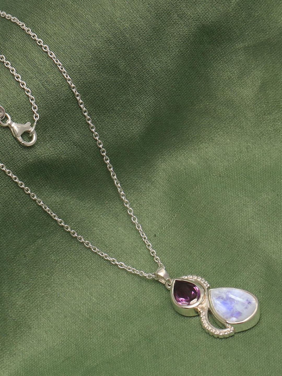 LeCalla 925 Sterling Silver Silver-Plated Amethyst Rainbow Moonstone Pendant With Chains
LeCalla 925 Sterling Silver Silver-Plated Amethyst Rainbow Moonstone Pendant With Chains