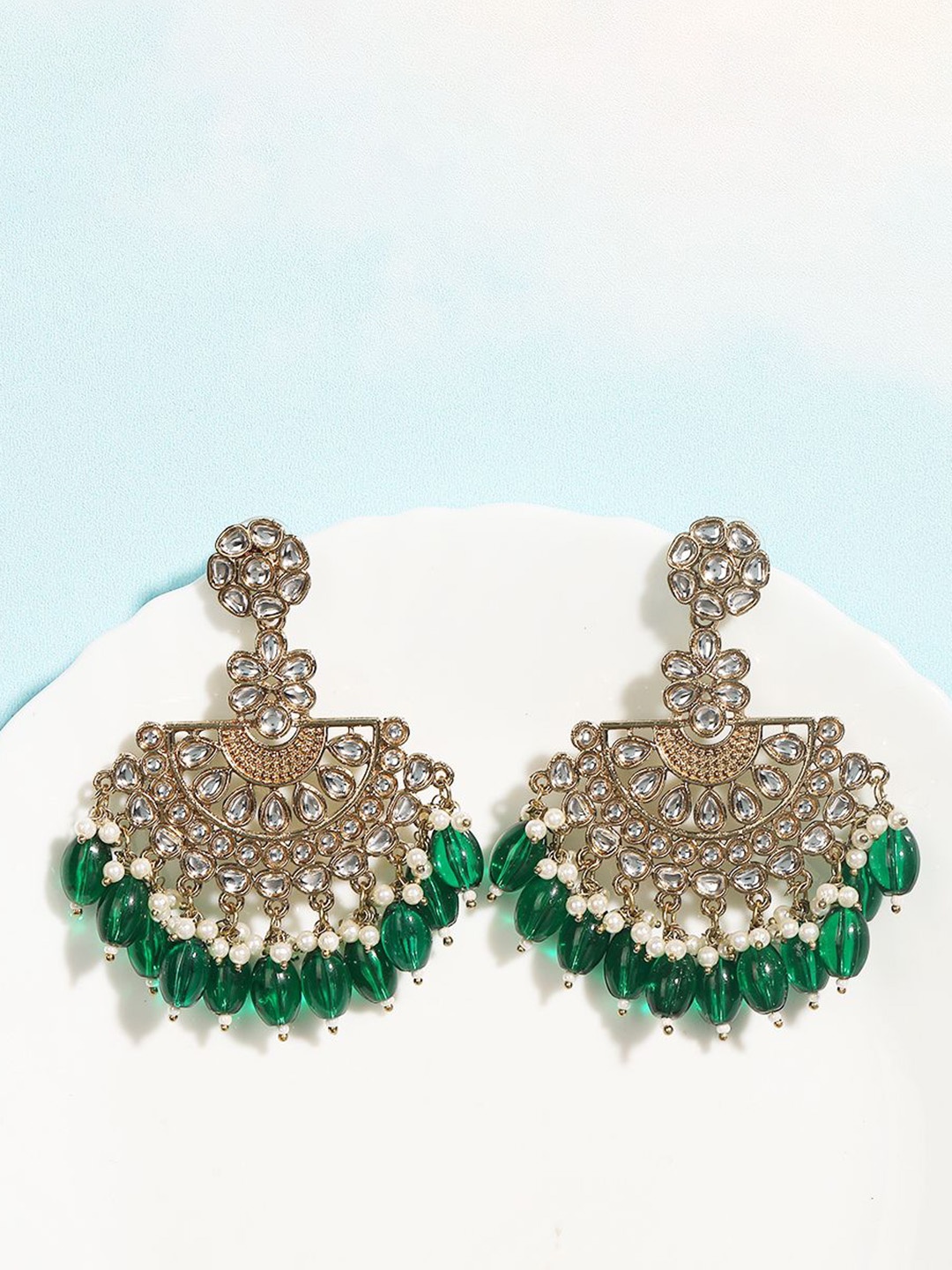 Anouk Green Silver-Plated Artificial Studded And Beaded Contemporary Shaped Drop Earrings
Anouk Green Silver-Plated Artificial Studded And Beaded Contemporary Shaped Drop Earrings