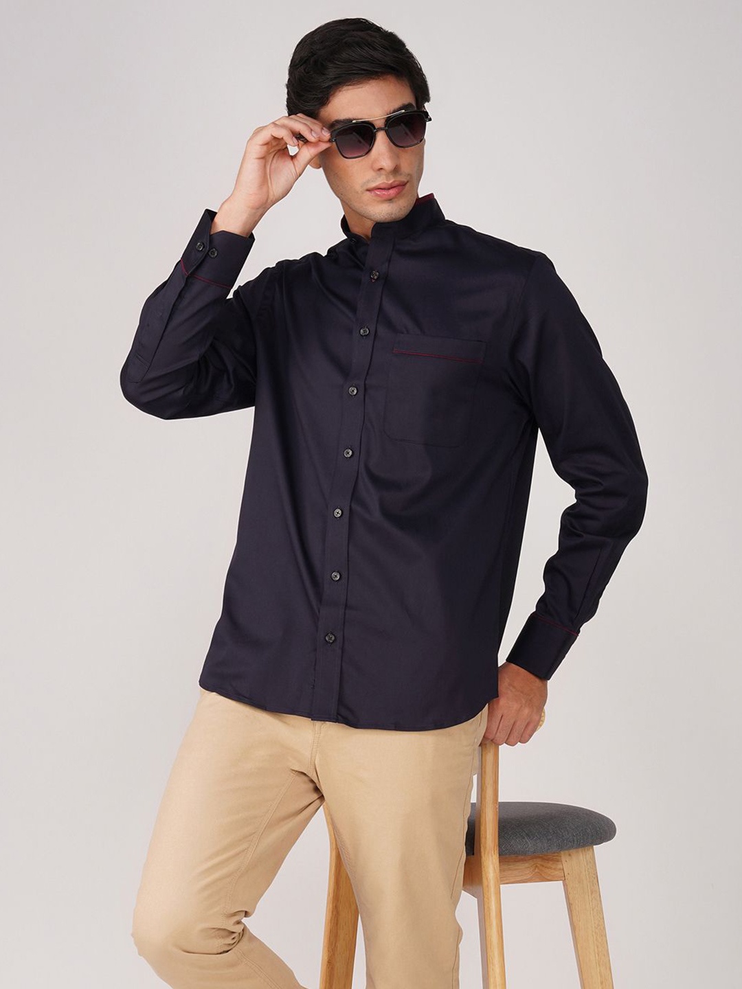 FASHION FORMAL Men Classic Fit Band Collar Solid Cotton Formal Shirt, Navy blue
FASHION FORMAL Men Classic Fit Band Collar Solid Cotton Formal Shirt, Navy blue
