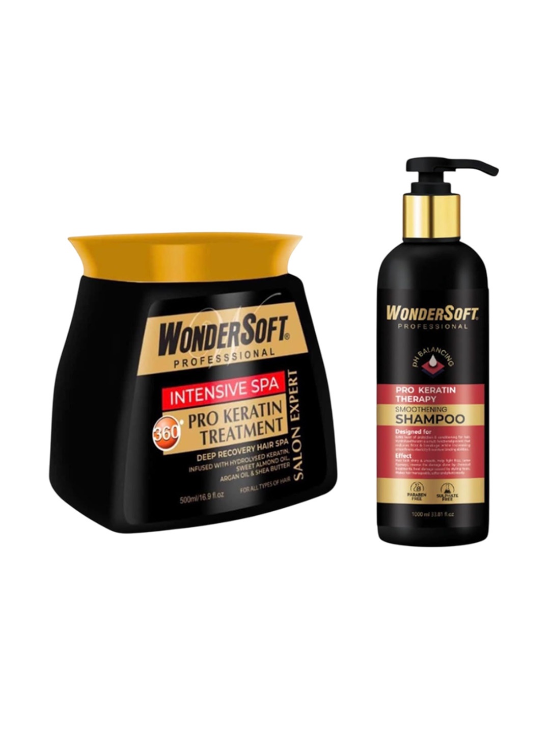 WonderSoft Set Of 2 Professional Intensive Keratin Spa 500ml & Pro Kertain Shampoo - 1 L, Black
WonderSoft Set Of 2 Professional Intensive Keratin Spa 500ml & Pro Kertain Shampoo - 1 L, Black