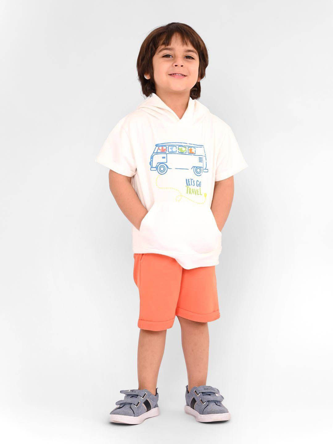 Somersault Go Travel Boys Printed Hooded Pure Cotton T-Shirt With Shorts, White
Somersault Go Travel Boys Printed Hooded Pure Cotton T-Shirt With Shorts, White