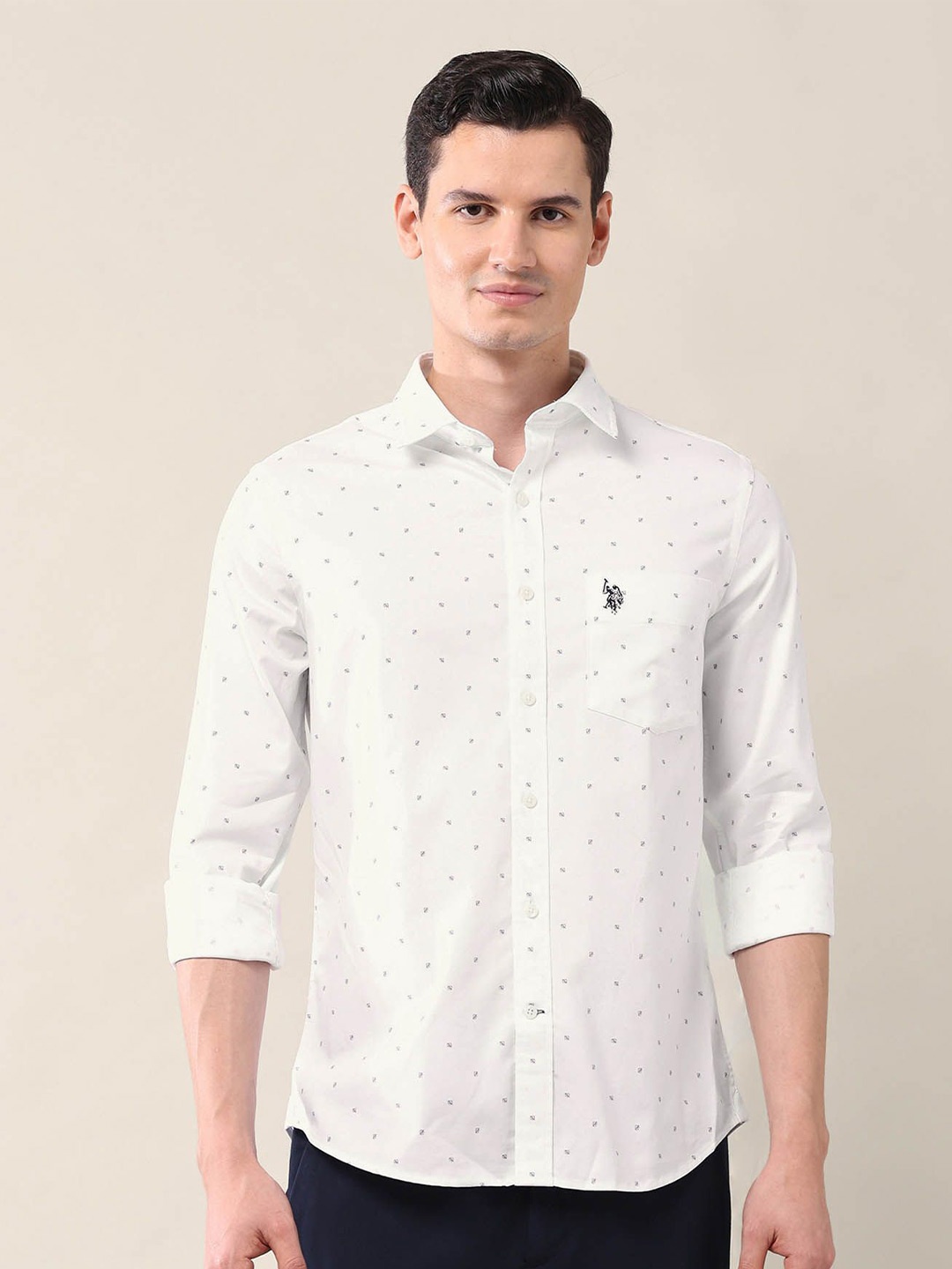 U.S. Polo Assn. Men Classic Fit Spread Collar Micro Ditsy Printed Cotton Casual Shirt, White
U.S. Polo Assn. Men Classic Fit Spread Collar Micro Ditsy Printed Cotton Casual Shirt, White