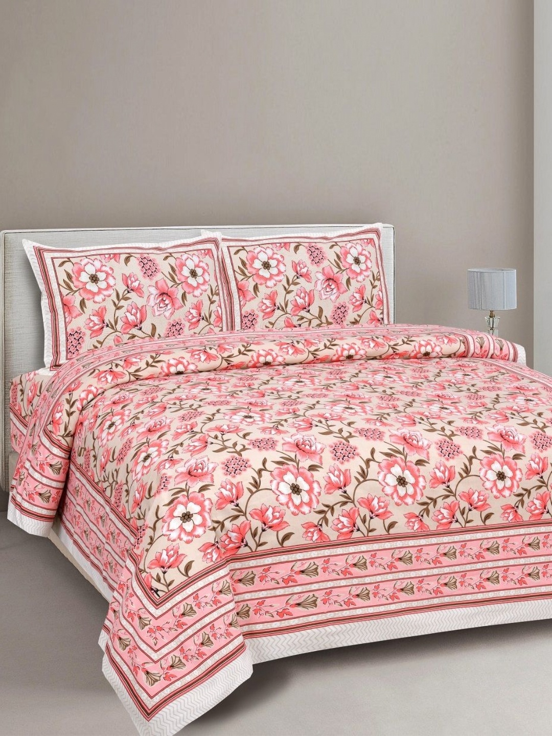 INDHOME LIFE Pink & Beige Floral Printed 220 TC Cotton King Bedsheet Set 2.28 m x 2.74 m
INDHOME LIFE Pink & Beige Floral Printed 220 TC Cotton King Bedsheet Set 2.28 m x 2.74 m